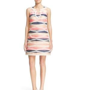 TRINA TURK Tri Multi-Color Deimi Sleeveless Stripe Jacquard Shift Dress | 4